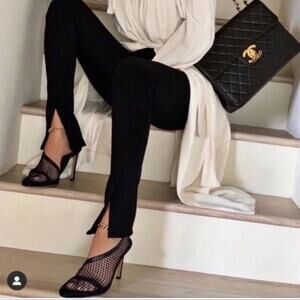 Zara EUC Black Pants Trousers Front Slits Size M Bloggers Favorite High Waist